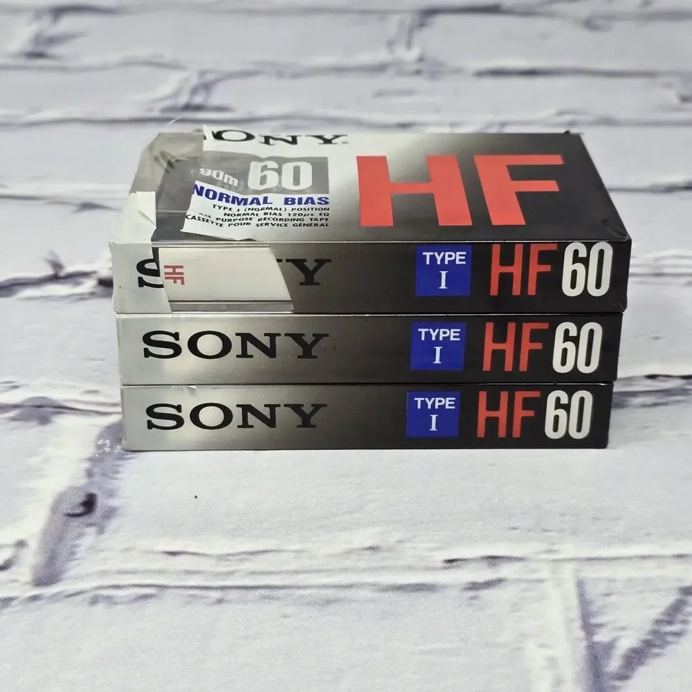 Lot Of 3 Sony HF Type I Normal Bias Blank Cassette Tapes 60 min - NEW